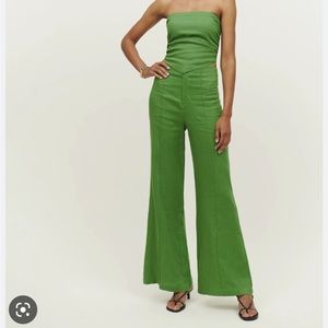 NWT REFORMATION Green Linen Pants Medium. Valued $178
